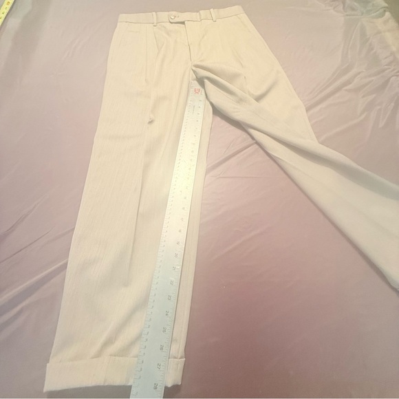 Greg Peters Men's Light Tan/Grey 100% Wool Dress Trousers Size 36 - Picture 8 of 8